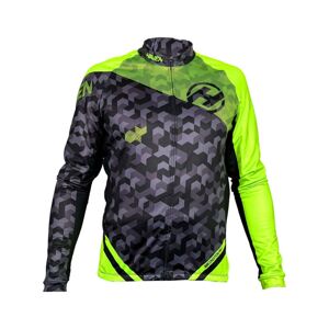 HAVEN Cyklistický dres s dlhým rukávom zimný - STRATO - čierna/svetlo zelená 3XL