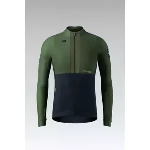 GOBIK Cyklistický dres s dlhým rukávom zimný - HYDER BLEND - zelená/modrá L