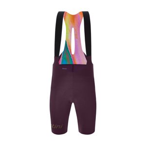 SANTINI Cyklistické nohavice krátke s trakmi - UNICO EDGE - bordová 2XL
