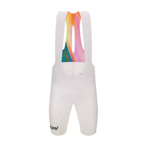 SANTINI Cyklistické nohavice krátke s trakmi - UNICO EDGE - biela 4XL