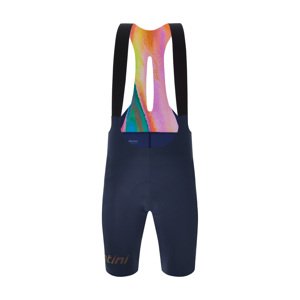SANTINI Cyklistické nohavice krátke s trakmi - UNICO EDGE - modrá 2XL