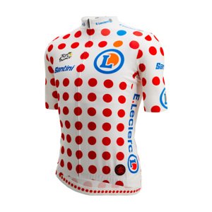SANTINI Cyklistický dres s krátkym rukávom - TDF FAN BEST CLIMBER - biela/červená XS