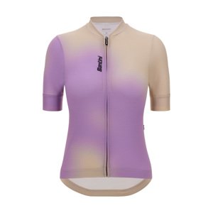 SANTINI Cyklistický dres s krátkym rukávom - SPOT - béžová/fialová M