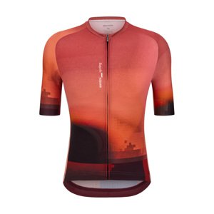 SANTINI Cyklistický dres s krátkym rukávom - LUCE - červená/hnedá 2XL