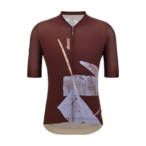 SANTINI Cyklistický dres s krátkym rukávom - NOTE - hnedá/svetlo modrá XL