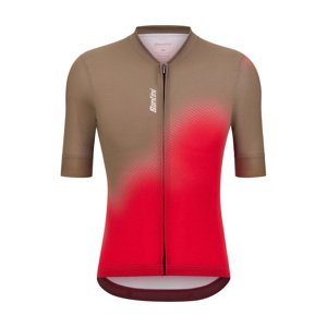 SANTINI Cyklistický dres s krátkym rukávom - SPOT - červená/hnedá 4XL