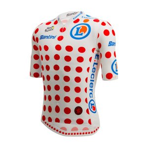 SANTINI Cyklistický dres s krátkym rukávom - TDF BEST CLIMBER - biela/červená 3XL