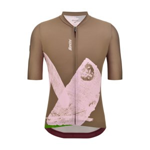 SANTINI Cyklistický dres s krátkym rukávom - NOTE - hnedá/ružová 4XL