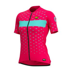 ALÉ Cyklistický dres s krátkym rukávom - STARS LADY - ružová/tyrkysová S