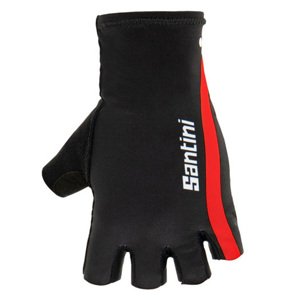 SANTINI Cyklistické rukavice krátkoprsté - X IRONMAN VIS - čierna/červená