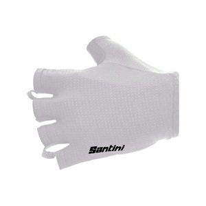 SANTINI Cyklistické rukavice krátkoprsté - 3D - biela