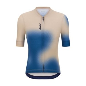 SANTINI Cyklistický dres s krátkym rukávom - SPOT - béžová/modrá