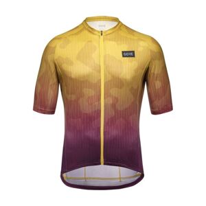GORE Cyklistický dres s krátkym rukávom - RAIN CAMO - žltá/fialová L