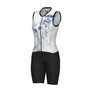 ALÉ Cyklistická kombinéza - MIRROR PRAGMA - biela/svetlo modrá/čierna 2XL