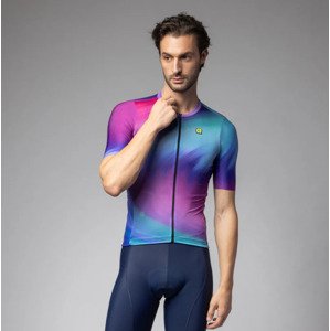 ALÉ Cyklistický dres s krátkym rukávom - AURORA PR-E - ružová/modrá/tyrkysová 4XL