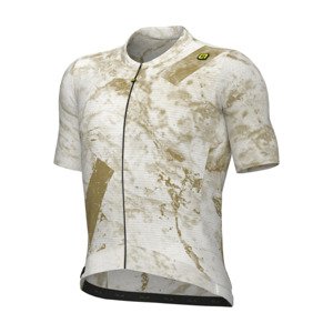 ALÉ Cyklistický dres s krátkym rukávom - MARBLE PR-E - biela/zlatá