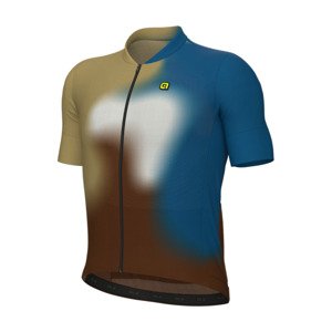 ALÉ Cyklistický dres s krátkym rukávom - FLASH PR-E - žltá/hnedá/modrá/biela 4XL