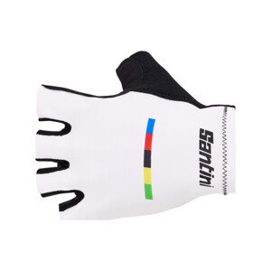 SANTINI Cyklistické rukavice krátkoprsté - UCI WORLD CHAMPION - biela XL