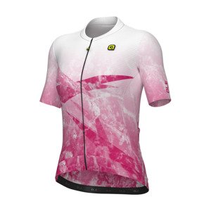 ALÉ Cyklistický dres s krátkym rukávom - QUARTZ PR-E - biela/ružová 2XL