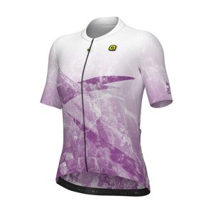 ALÉ Cyklistický dres s krátkym rukávom - QUARTZ PR-E - biela/fialová 4XL