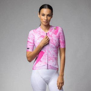 ALÉ Cyklistický dres s krátkym rukávom - MARBLE PR-E - biela/ružová 3XL
