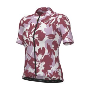 ALÉ Cyklistický dres s krátkym rukávom - FLOWER PRAGMA - biela/červená 4XL