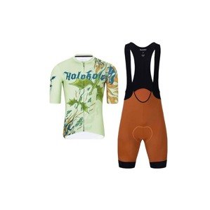 HOLOKOLO Cyklistický krátky dres a krátke nohavice - DRAGON - oranžová/hnedá/svetlo zelená