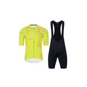 HOLOKOLO Cyklistický krátky dres a krátke nohavice - PASSION - žltá/ružová