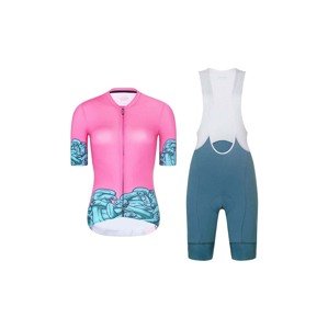 RIVANELLE BY HOLOKOLO Cyklistický krátky dres a krátke nohavice - MEDUSA - tyrkysová/ružová/zelená