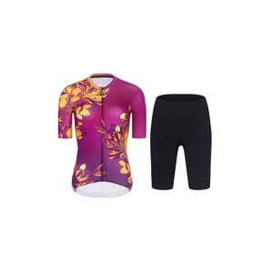 RIVANELLE BY HOLOKOLO Cyklistický krátky dres a krátke nohavice - BAROC - žltá/fialová