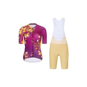 RIVANELLE BY HOLOKOLO Cyklistický krátky dres a krátke nohavice - BAROC - žltá/béžová/fialová