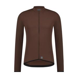 SHIMANO Cyklistický dres s dlhým rukávom letný - VERTEX THERMAL LONG - hnedá L