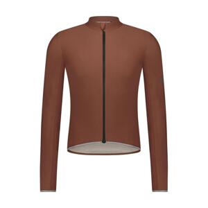 SHIMANO Cyklistický dres s dlhým rukávom letný - EVOLVE MERINO LONG - hnedá XL