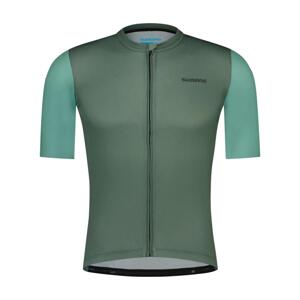 SHIMANO Cyklistický dres s krátkym rukávom - ARIA - zelená XL