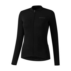 SHIMANO Cyklistický dres s dlhým rukávom zimný - KAEDE THERMAL LONG - čierna L