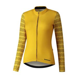 SHIMANO Cyklistický dres s dlhým rukávom zimný - KAEDE PRINTED LONG - žltá S