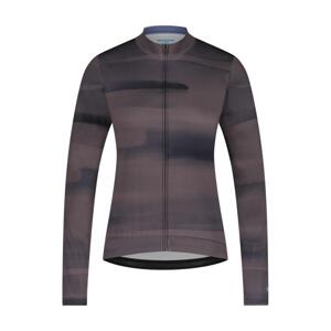 SHIMANO Cyklistický dres s dlhým rukávom zimný - KAEDE PRINTED LONG - fialová/šedá