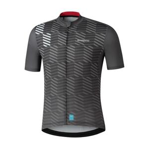 SHIMANO Cyklistický dres s krátkym rukávom - AEROLITE - šedá M