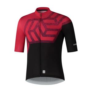 SHIMANO Cyklistický dres s krátkym rukávom - BREAKAWAY - červená/čierna XL