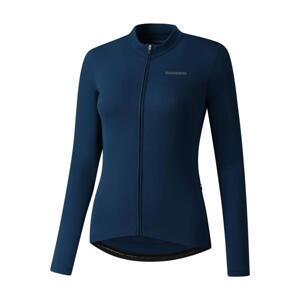 SHIMANO Cyklistický dres s dlhým rukávom zimný - KAEDE THERMAL LONG - modrá S