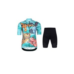 HOLOKOLO Cyklistický krátky dres a krátke nohavice - SAFARI - viacfarebná/tyrkysová/čierna