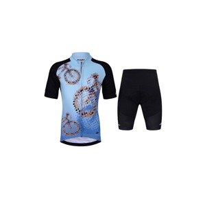 HOLOKOLO Cyklistický krátky dres a krátke nohavice - RIDERS KIDS - čierna/modrá/viacfarebná